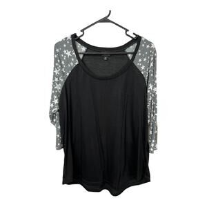 Womens Blouse Shirt Top Torrid 3/4 Sleeve Stars T-shirt Casual